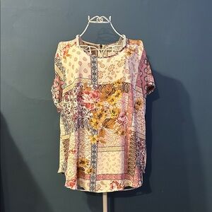 Maurices Multicolor Patchwork Blouse